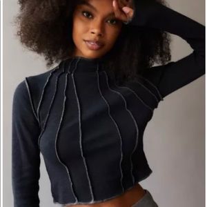 BDG Sunray Seamed Mock Neck Top